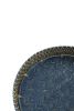 Handmade Round Blue Natural Bamboo and Cane Serving Tray | Serveware by Amara