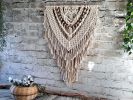 Small Beaded Macrame Wall Hanging | Wall Hangings by Desert Indulgence. Item composed of wood & cotton compatible with boho style