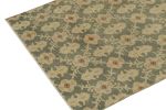 1960s Vintage Distressed Style Rug in Green-Gray, Beige | Area Rug in Rugs by Rug and Kilim