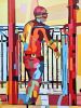 Working out at the beach | Oil And Acrylic Painting in Paintings by Noemi Safir Artist. Item made of canvas compatible with contemporary and industrial style