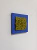 Mixed Media Weaving | Cobalt and Chartreause | Tapestry in Wall Hangings by Sarah Lawrence. Item composed of canvas and fiber in minimalism or mid century modern style
