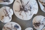 Porcelain Wall Sculpture, 40 Pieces, Black & White | Wall Hangings by SevaCeramics. Item made of ceramic