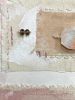 Balance: Rose Quartz with Stitched Hand Painted Fabric | Mixed Media by Michele Spurza. Item made of maple wood with canvas works with boho & contemporary style