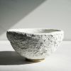 Medium Treasure Bowl in Textured White Concrete with Brass F | Decorative Bowl in Decorative Objects by Carolyn Powers Designs. Item made of brass with concrete works with minimalism & contemporary style