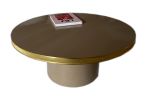 Coffee Table High Gloss Top Brass Tape Frame Pedestal Base | Tables by Jover + Valls. Item composed of wood & copper compatible with industrial and art deco style