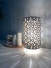 Table lamp with handmade macrame lampshade, Bedside lamp | Lamps by Got A Knot. Item made of cotton with fiber works with boho & rustic style