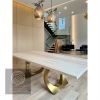 Cashmere White Brass Halo Table | Dining Table in Tables by YJ Interiors. Item composed of oak wood and brass in contemporary or eclectic & maximalism style
