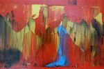 Ice Cube Night | Oil And Acrylic Painting in Paintings by Jill Krutick | Jill Krutick Fine Art in Mamaroneck. Item made of canvas