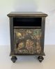 Handcrafted Black Accent Cabinet with Botanical Relief | Solid Wood Side Table | Nature Inspired End Table | One of a Kind Furniture | Console Table in Tables by Birds and Gardens Inc. Item made of maple wood works with boho & contemporary style