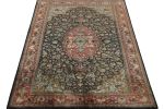 Antique Persian Qum Rug in Brown with Florals and Medallions | Area Rug in Rugs by Rug and Kilim