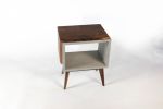Tall Leg | End Table in Tables by Curly Woods. Item composed of oak wood & concrete compatible with mid century modern and contemporary style