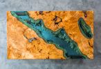 Burly Maple River Coffee Table | Lake Series | Black Walnut Base | | Tables by SAW Live Edge. Item made of maple wood & glass