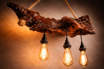 Live Edge Redwood Burl Pendant Light with Edison Bulbs | Pendants by DapperwoodSF. Item made of wood compatible with contemporary and modern style