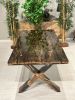 Tree & Bark Ultra Clear Epoxy Resin Dining Table | Tables by Tinella Collection. Item composed of oak wood in minimalism or art deco style