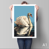 White Swan | Prints in Paintings by Paul Manwaring Fine Art Prints. Item made of paper compatible with contemporary and modern style