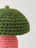 The Knitty Table Lamp in Bubble Gum Pink and Grass Green | Lamps by Meg Morrison | By Jacqui Photography in Richmond. Item made of fabric with ceramic works with boho & mid century modern style