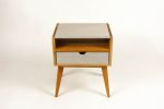 AbySlim Fat | Nightstand in Storage by Curly Woods. Item composed of oak wood and concrete in mid century modern style
