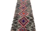 Vintage Moroccan Runner with Polychromatic Diamond Medallion | Area Rug in Rugs by Rug and Kilim