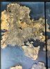 Buckeye Burl and Dark Blue Epoxy Triptych | Wall Sculpture in Wall Hangings by Adrian Vogel. Item made of wood