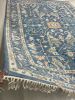Vintage-Inspired Blue Floral Handcrafted Rug | Area Rug in Rugs by Sitara Rugs. Item composed of wool in contemporary or art deco style