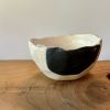 Small Handbuilt Black and White Handpainted Red Clay Bowl | Dinnerware by cursive m ceramics. Item made of ceramic