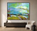Coastal Abstract Landscape Painting Splendid Dorothy Fagan | Mixed Media in Paintings by Dorothy Fagan Fine Arts. Item made of canvas compatible with mid century modern and contemporary style