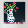 Midnight Tulips | Mixed Media by Nicole Simms. Item made of canvas