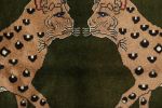 Vintage Gabbeh Persian Runner Rug in Green with Leopard | Area Rug in Rugs by Rug and Kilim