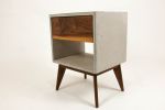The Straight Tall Dwarf | Nightstand in Storage by Curly Woods. Item made of oak wood with concrete works with industrial style