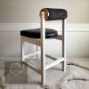 Rody Counter Stool - Luxe Edition | Chairs by YJ Interiors. Item made of oak wood & fabric compatible with mid century modern and contemporary style