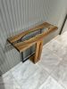 Custom Clear Console Table - Epoxy Resin Table | Tables by Tinella Wood | Alabama Street in San Francisco. Item made of wood & metal compatible with minimalism and mediterranean style