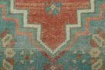 Vintage Turkish Rug in Red with Blue and White Floral | Area Rug in Rugs by Rug and Kilim