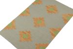 Rug & Kilim’s Tribal style Kilim in Grey with Gold & Green | Area Rug in Rugs by Rug and Kilim. Item made of wool