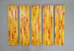 Fused glass wall art Set of 5 vertical panels | Glasswork in Wall Treatments by Jullia Tyasko. Item composed of wood and glass in contemporary or modern style