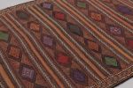 Vintage Persian Soumak Kilim, Earth Tones with Diamond | Area Rug in Rugs by Rug and Kilim
