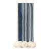 indigo stripe pom pom throw/cream | Apparel in Apparel & Accessories by Charlie Sprout. Item made of fabric