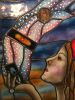 Sophia, stained glass fortune teller | Glasswork in Wall Treatments by Celinder's Glass Design | Psychic Readings by Dorothy in Newport Beach. Item composed of glass