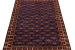 Vintage Zeki Müren rug in Indigo with Red and Beige Pattern | Area Rug in Rugs by Rug and Kilim