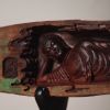 Rare Crimson-Gold Wood Reclining Buddha Zen Sculpture Decor | Sculptures by Dynasty Artisan. Item made of wood works with contemporary & japandi style