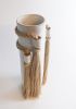 Handmade Ceramic Vase #735 in White with Tan Cotton Braid | Vases & Vessels by Karen Gayle Tinney. Item made of cotton with ceramic works with boho & contemporary style