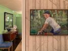 Boy in a Bike Portrait Painting | Oil And Acrylic Painting in Paintings by Katie Ré Scheidt. Item composed of synthetic
