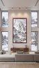 Hand-Painted Winter Landscape Traditional Chinese Silk Art 2 | Oil And Acrylic Painting in Paintings by Dynasty Artisan. Item made of wood with glass works with contemporary & eclectic & maximalism style