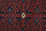 Vintage Mid-Century Soumak Red and Blue Wool Kilim Rug 10929 | Area Rug in Rugs by Rug and Kilim