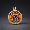 Zhaji Lhamo Thangka Gold Pendant Wealth Guardian Amulet | Ornament in Decorative Objects by Dynasty Artisan. Item composed of metal in contemporary or eclectic & maximalism style
