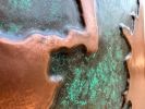 Abstract Geologic Copper Wall Relief with Green Patina | Wall Sculpture in Wall Hangings by Element 29 Metalcraft. Item made of copper works with contemporary & art deco style