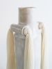 Handmade Vase #703 in White with Cotton Fringe | Vases & Vessels by Karen Gayle Tinney. Item composed of cotton and ceramic in boho or minimalism style
