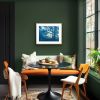 Forest Sunrise (18 x 24 inch unframed hand-printed cyanotype | Photography by Christine So. Item composed of paper in coastal or rustic style