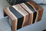 Live Edge Walnut Epoxy Black River Armrest Table | End Table in Tables by Hazel Oak Farms