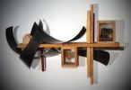 Ode to Schrödinger | Sculptures by Craig Robb. Item made of wood & steel compatible with contemporary and modern style