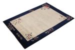 Vintage Chinese Deco style rug, Off-White Field, Blue Border | Area Rug in Rugs by Rug and Kilim